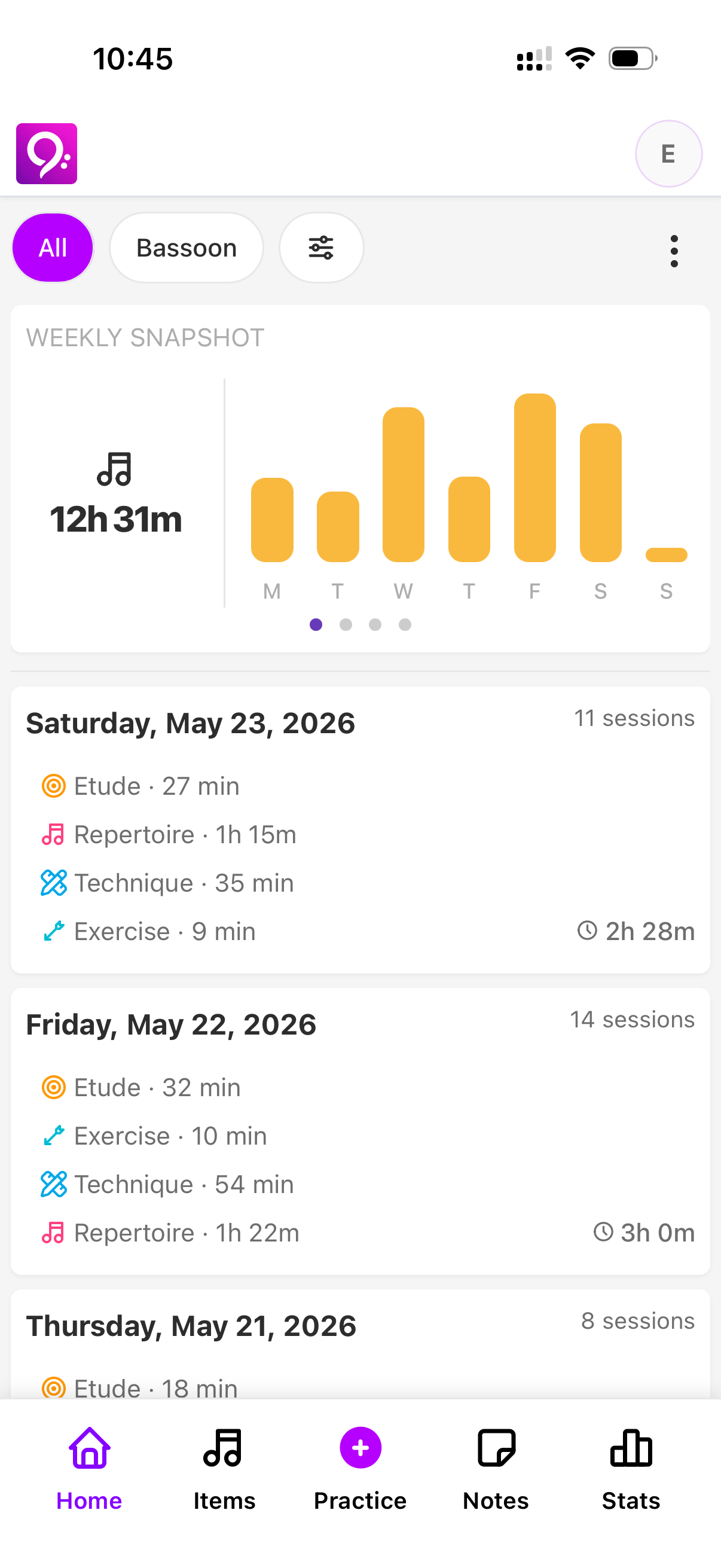 Cadenso mobile dashboard
